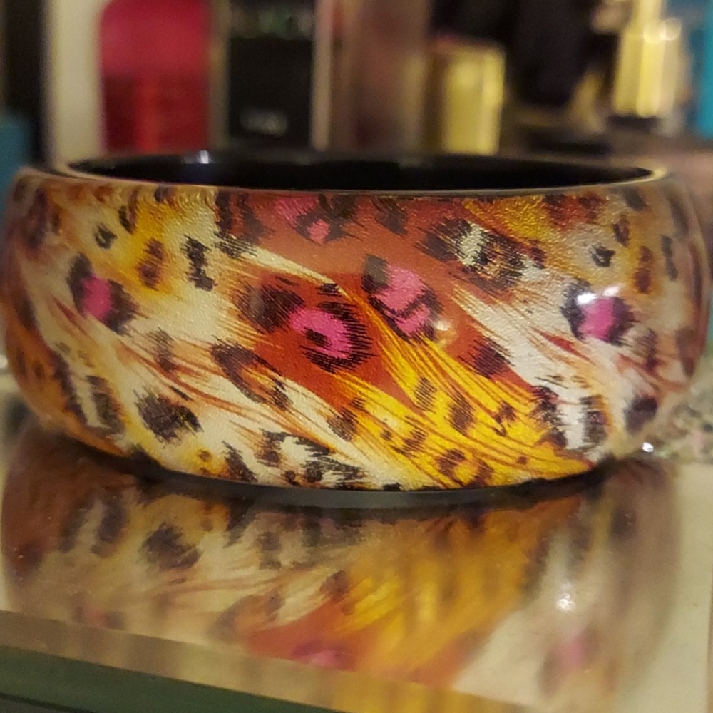 Pink leopard bangle